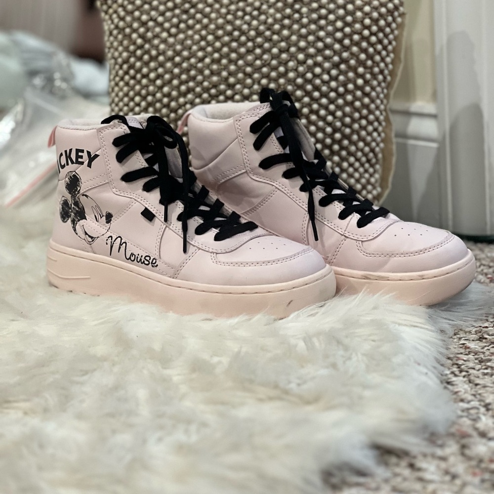 Zara Disney Mickey Mouse pink and black high top sneakers